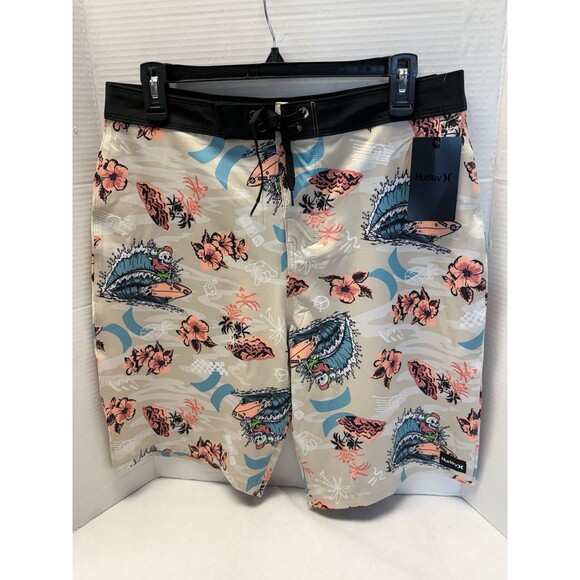 Hurley Doodles Isle logo board/surfing shorts sz waist 20/30 inseam 10” New - Picture 1 of 11